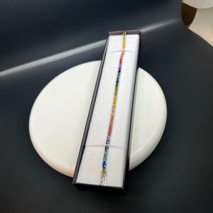 Sterling silver elegant women’s tennis  Multicolor Bracelet.
